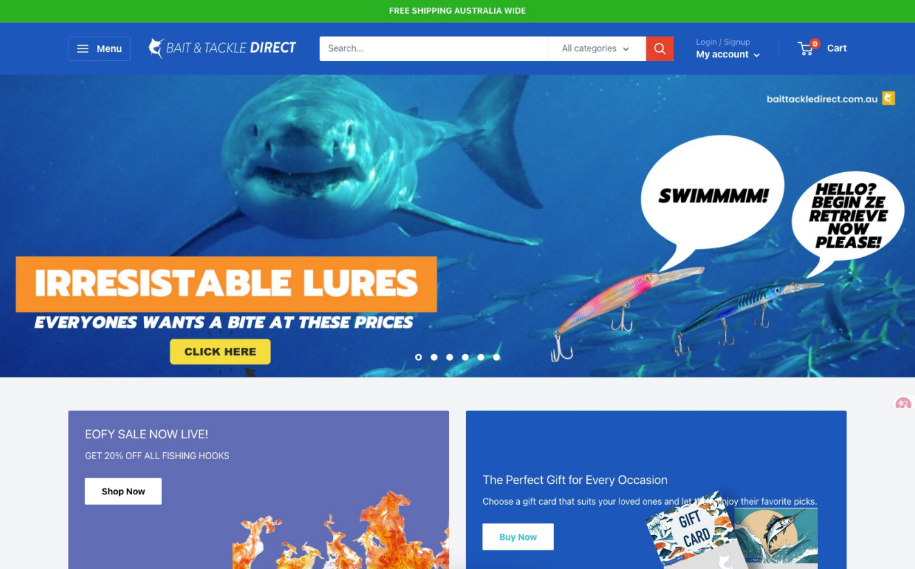Custom WooCommerce website for Bait Tackle Direct, Australia-based fishing gear eCommerce store